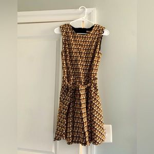 Anthropologie Amina Gold and Brown Geometric Patterned Dress from Hutch